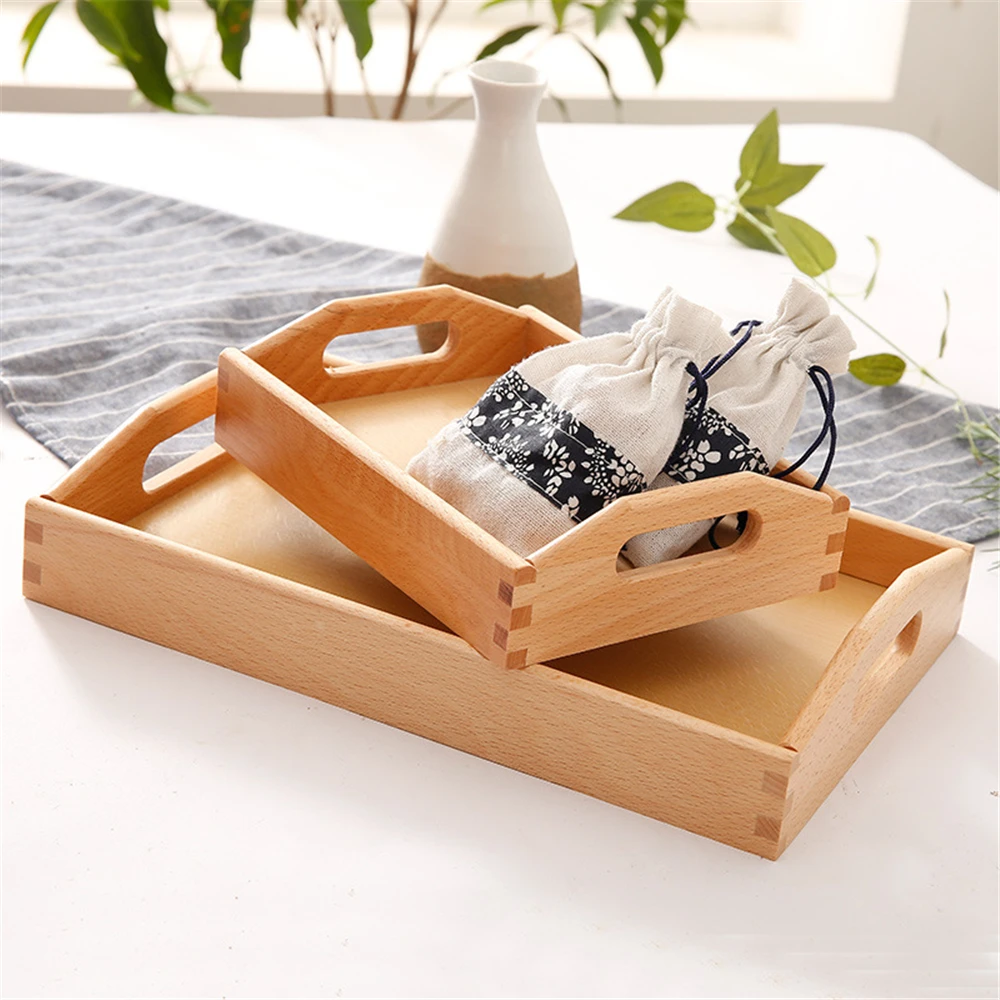 Японский поднос из цельного дерева прямоугольная буковая чайная тарелка для