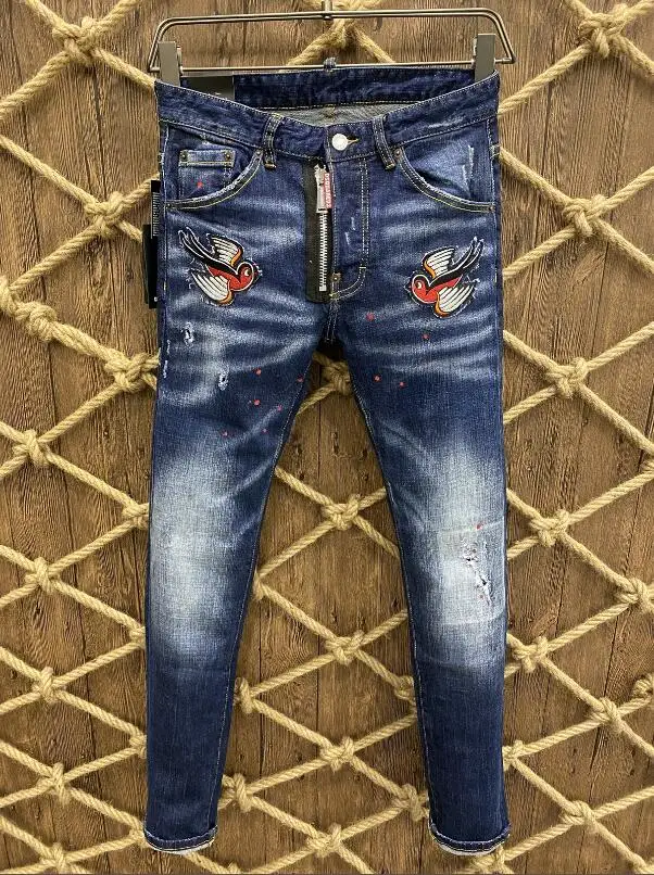 

Мужские джинсы, брюки-карандаш, мотоциклетные вечерние ничные повседневные брюки, уличная одежда 2021, мужская одежда из денима 9802