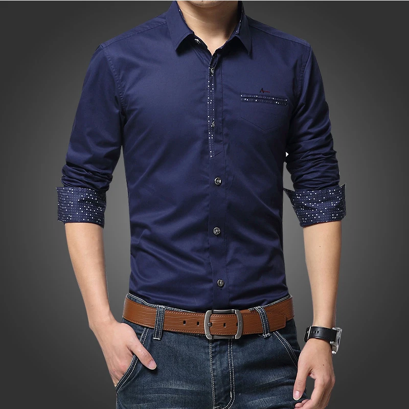 2021 Reserva Aramy new men's shirt printing cardigan slim long-sleeved social casual top embroidered high-quality shirt