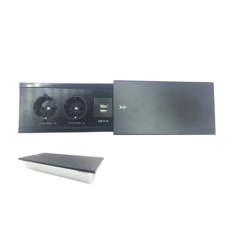 Настольная розетка с двумя USB портами и металлической пластиной|Электрические