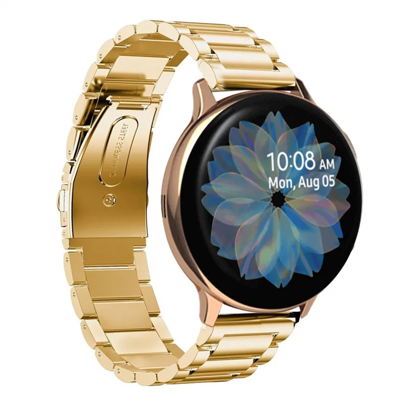 gold Для Galaxy Watch Active2 40 мм полосы Active 2 44 мм ремешок 20 мм ремешок из нержавеющей стали для samsung Galaxy Watch Active 2 ремешок для часов - Цвет ремешка: gold