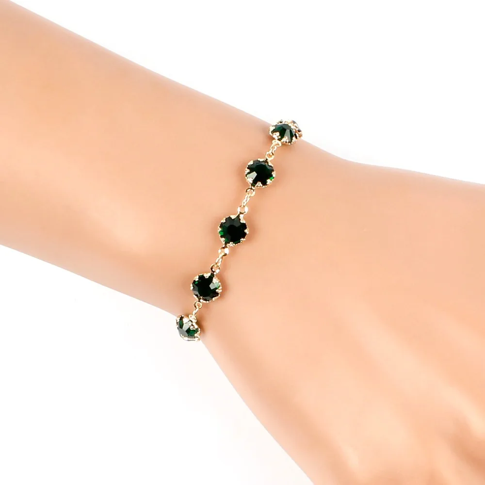 Модные ювелирные изделия зеленый циркон браслет ручной работы цепочка