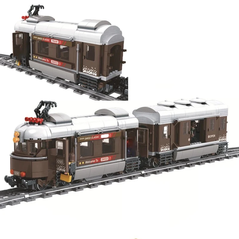 923 шт. Швейцарский классический поезд город строительные блоки Technologic Модель