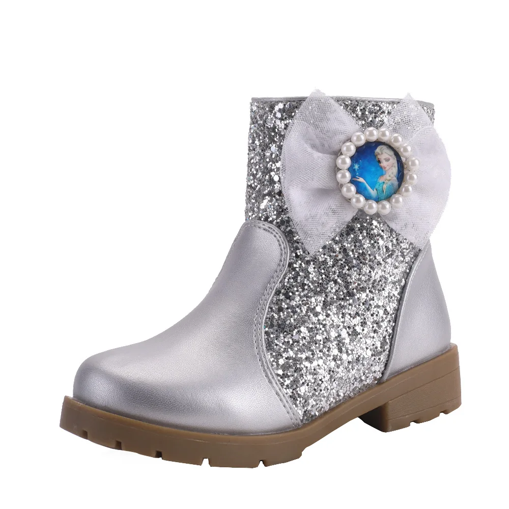 Детские Нескользящие ботинки с бантом и блестками на мягкой подошве |