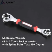 amkoy 48 in 1 multifuntion ratchet handle wrench 360 degree 6 point car repair tools wrench multi function purpose spanner