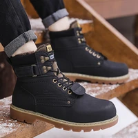 warm winter ankle boots men casual shoes lace up autumn leather waterproof work tooling mens boots military army botas