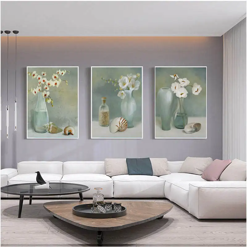 Настенные картины для гостиной белая Цветочная ваза картина в скандинавском