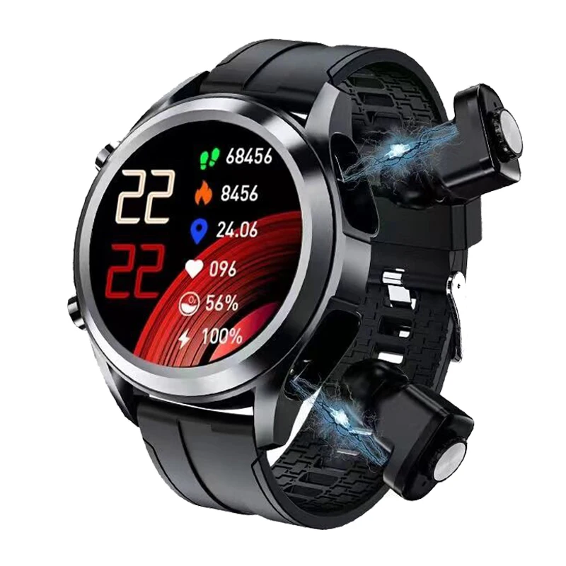 

Умные часы T10 мужские 2 в 1, Многофункциональные Беспроводные TWS Bluetooth наушники, спортивные Смарт-часы, фитнес-трекер для Android и IOS