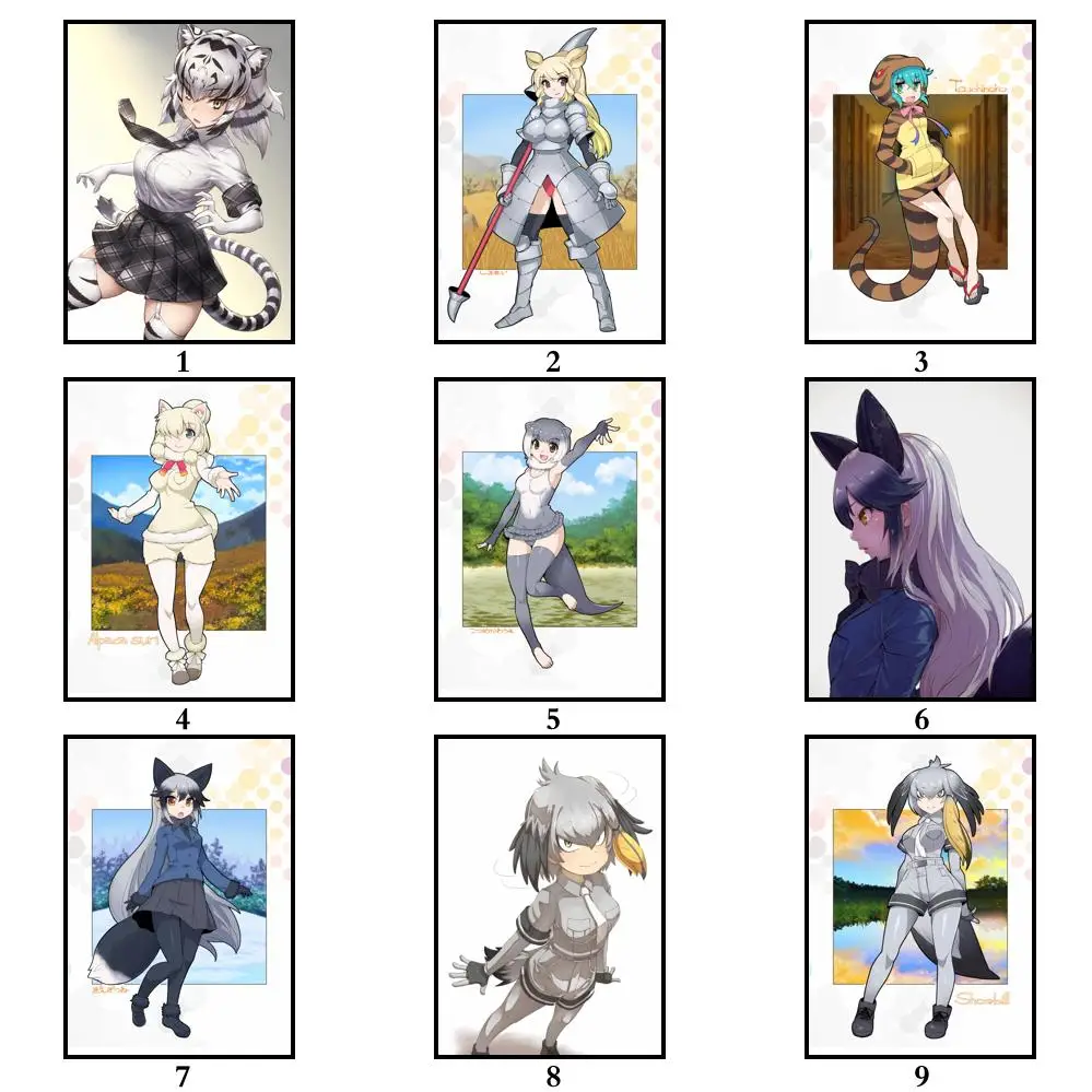 50 Дизайнов Постер Kemono Friends из белой бумаги маскарадная Наклейка на стену для