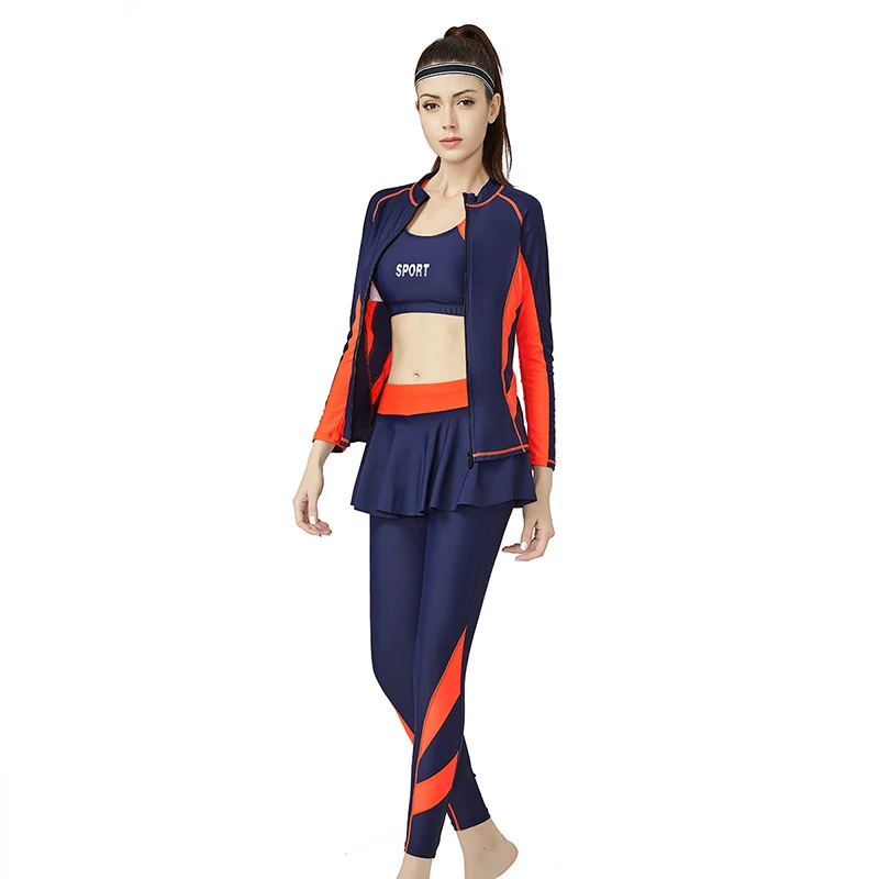 

Three Piece Muslim Swimwear Plus Size Swimsuit With Skirt Islamic Swimming Suit For Women L-6XL Boerkini Musulman De Mode