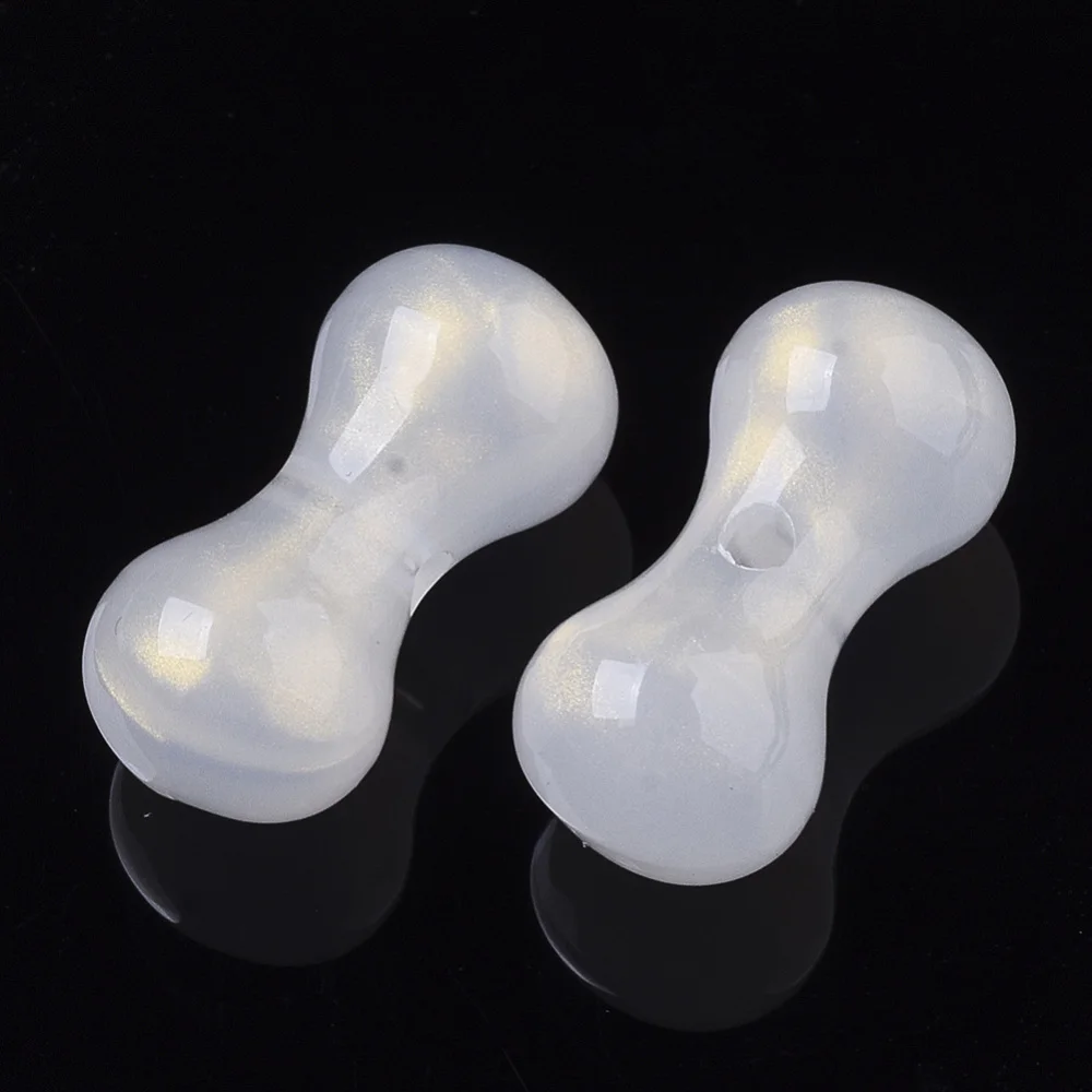 

500g Imitation Jelly Acrylic Beads Glitter Beads Bone WhiteSmoke 18x9mm Hole: 1.8mm about 660PCS s/500g