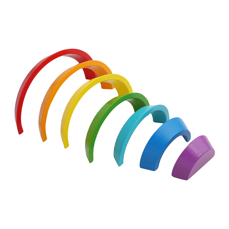 

7Pcs/Set Colorful Wooden Blocks Toys Creative Rainbow Assembling Blocks Infant Children Educational Baby Unisex Toys
