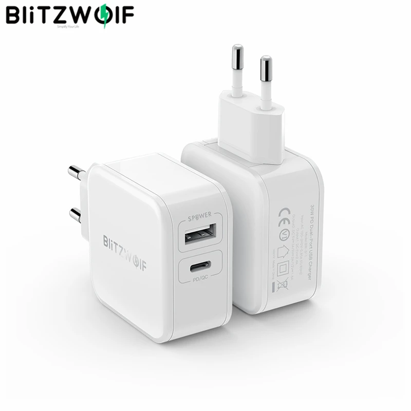 Зарядное устройство BlitzWolf с двумя USB портами 30 Вт 2 4 А|Зарядные устройства для