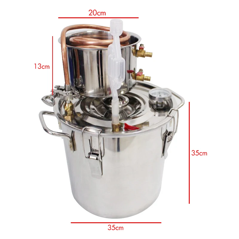 

DIY 8GAL 35L Efficient Distiller Alambic Moonshine Alcohol Still Stainless Copper Home Brew Water Wine Essential Oil Brewing Kit