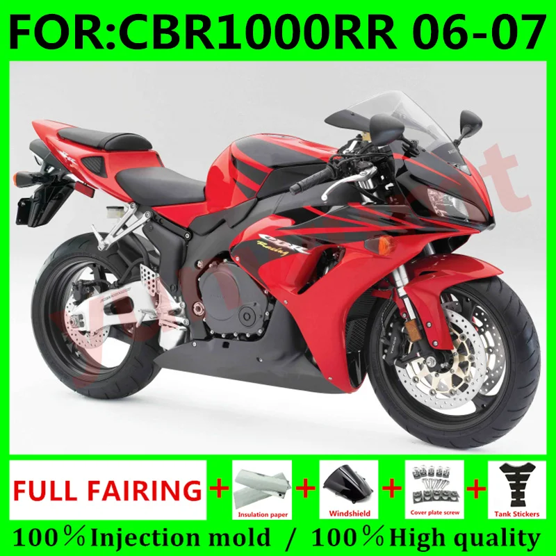 

New ABS Motorcycle Fairings Kit Fit For Honda CBR1000RR 2006 2007 cbr1000 RR CBR 1000RR 06 07 bodywork fairing set black red