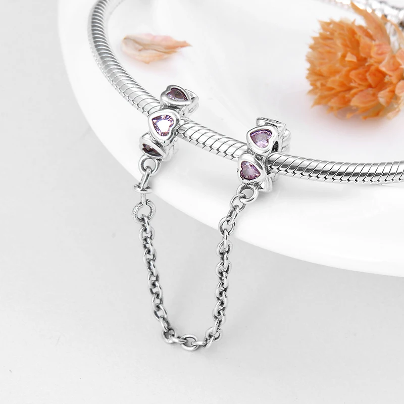 Высокое Качество бусины подвески из стерлингового серебра 925 пробы розовый CZ