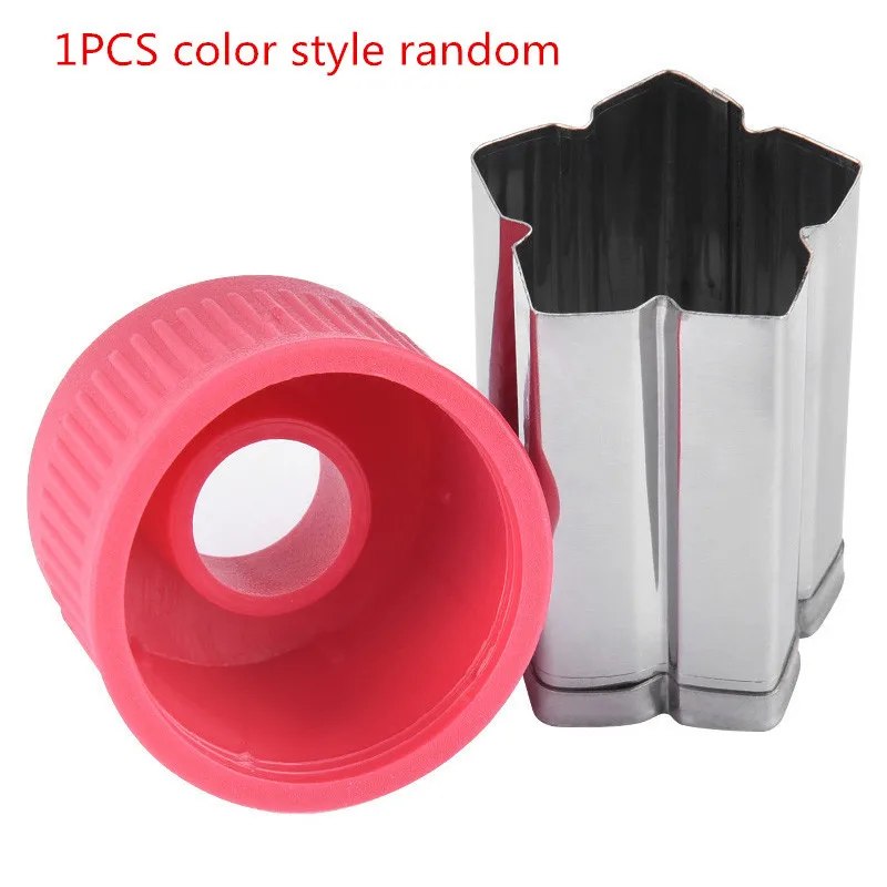 A 1PCS random 1/2Pcs Stainless Steel Cutters Kitchen Gadgets Cook Tools Fruit Cutting Die Plastic Handle Star Heart Shape Vegetables Cutter - Цвет: A 1PCS random