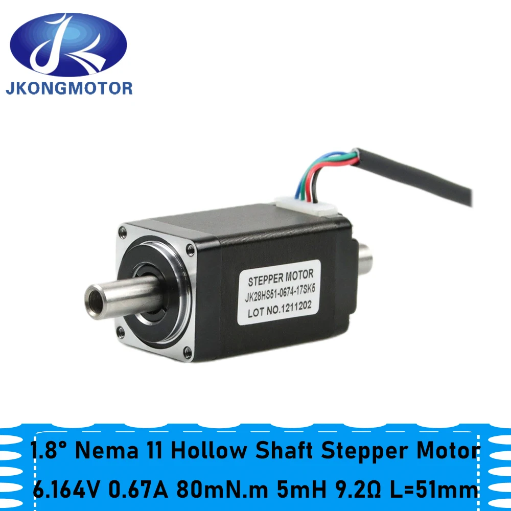 Jkongmotor Nema11 51 mm Eixo Oco Motor Deslizante para Picareta e Máquina do Lugar Jk28hs51067117sk5 Motor de passo