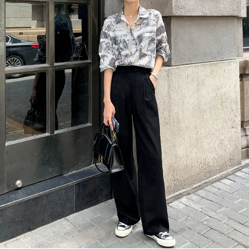 

Spring 2021 New Suit Pants Women's High-waisted Trousers Show Thin Straight Casual Pants A Lot of Leggings Pants for Women