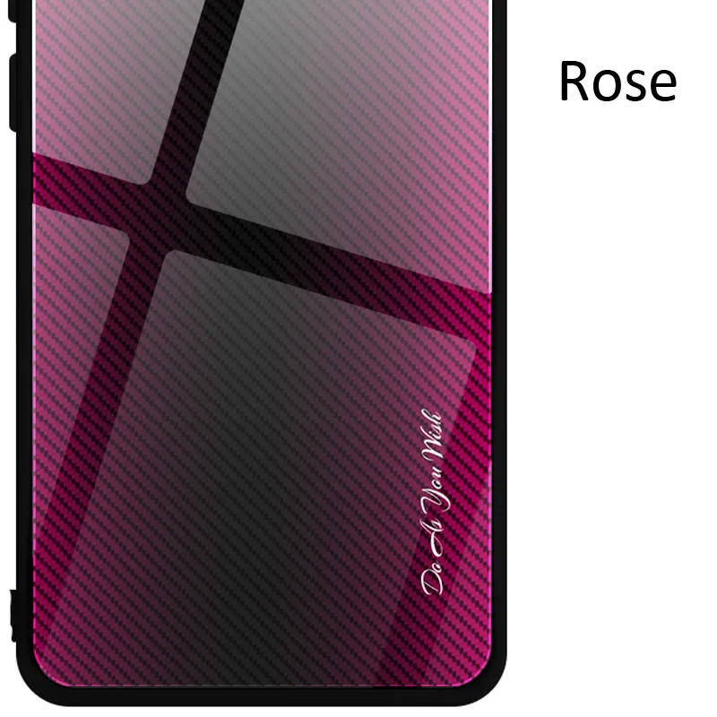 Rose Чехол из закаленного стекла с градиентом из углеродного волокна для Xiaomi Redmi Note 8 Pro 8T - Цвет: Rose