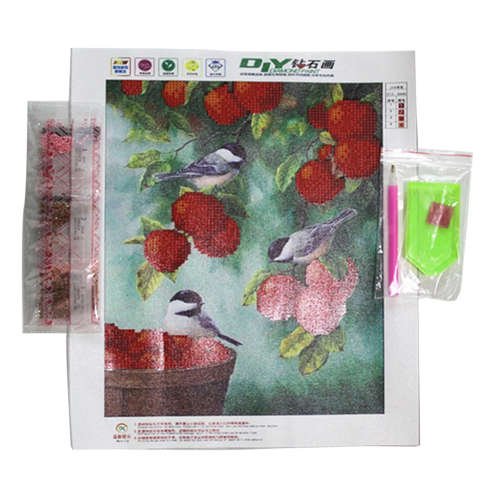 Горячая DIY птица и фруктовый узор Алмазная картина из смолы 30*38 см Вышивка крестом