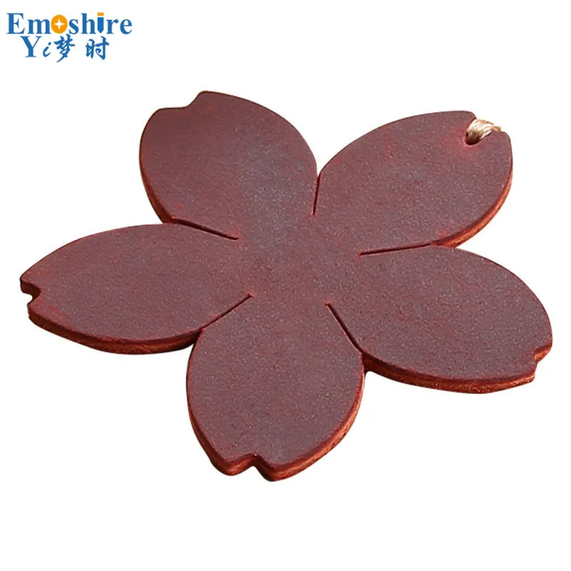 

Retro Leather Flower Bookmark Tag Hand-sewn Diy Printable Logo Lettering Cultural Creative Stationery Leather Bookmark N181