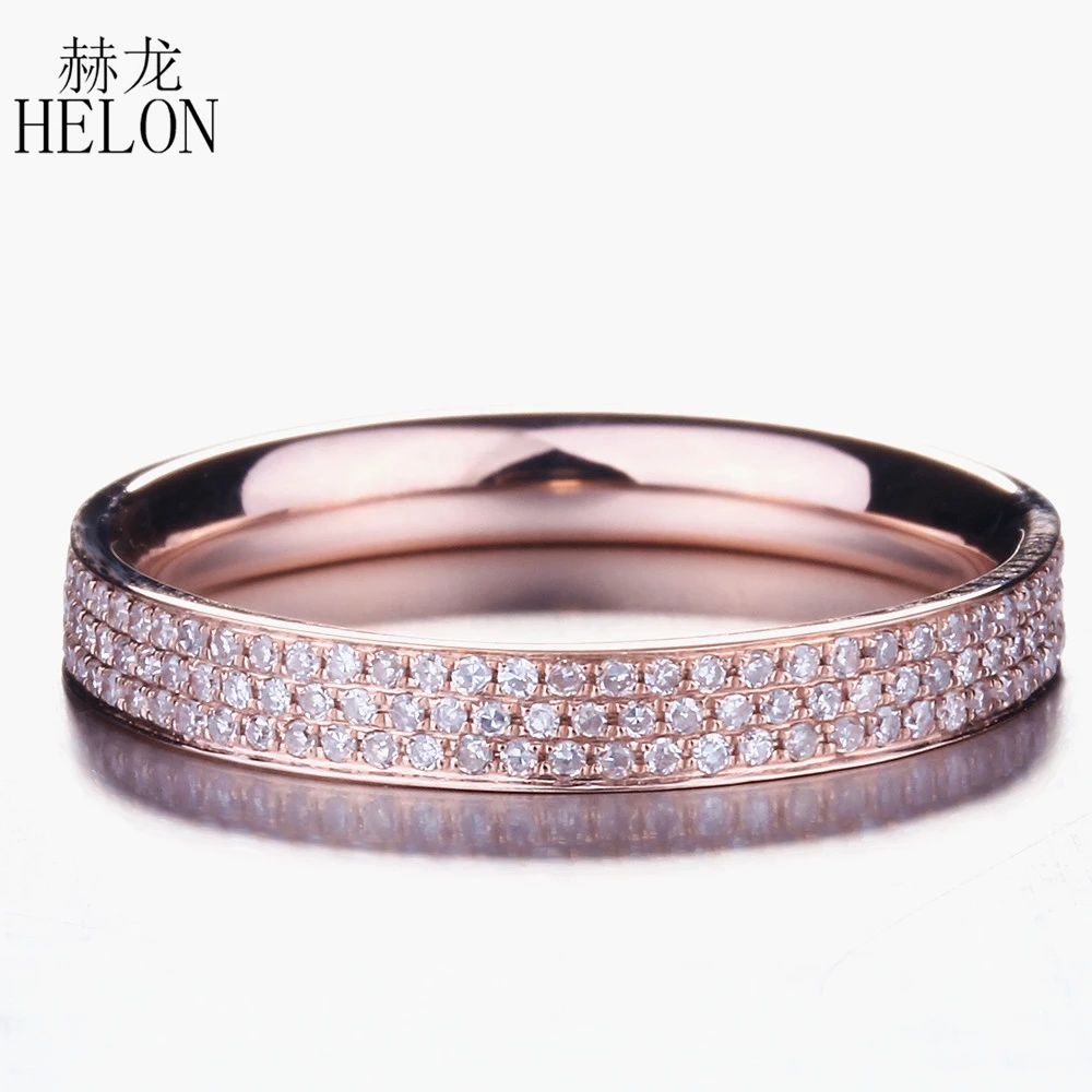 

HELON твердые, 14K, покрыто розовым золотом 0.45CT H/SI круглый натуральный бриллиант Enagement обручальное кольцо для женщин на день рождения Anniversarry, хо...