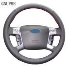 Прошитая вручную черная искусственная кожа Чехлы рулевого колеса автомобиля для Ford MONDEO 2007-2012 CHIA-X S-MAX 2007