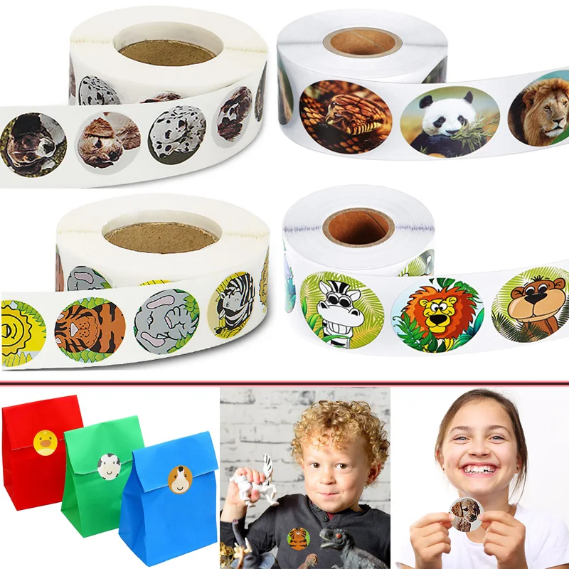 Наклейки с животными из зоопарка Мультяшные милые детские наклейки маленькие в