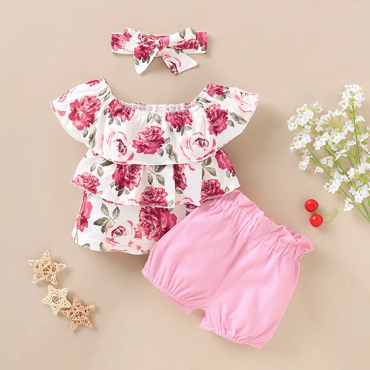

Pudcoco Toddler Baby Girl 12M-4Y Clothes Summer Flower Print Ruffle Sleeveless Tops Short Pants Headband 3Pcs Outfits Sunsuit