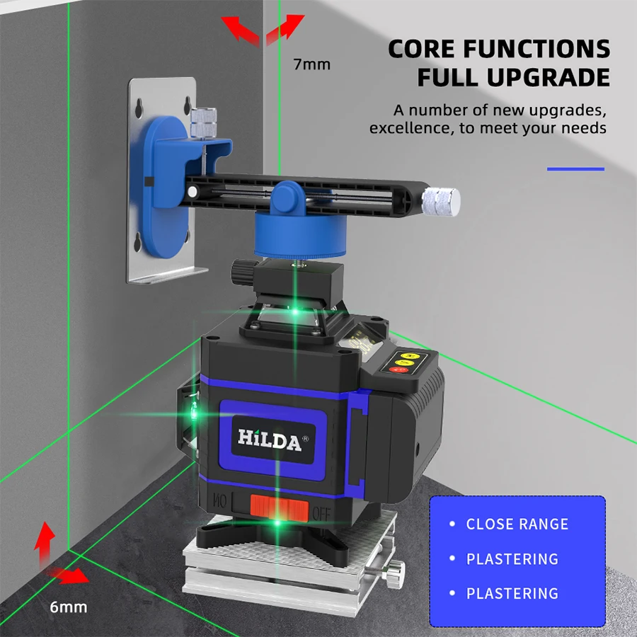 Лазерный уровень 3D4D 16/12 линий зеленый луч горизонтальный и вертикальный лазерный