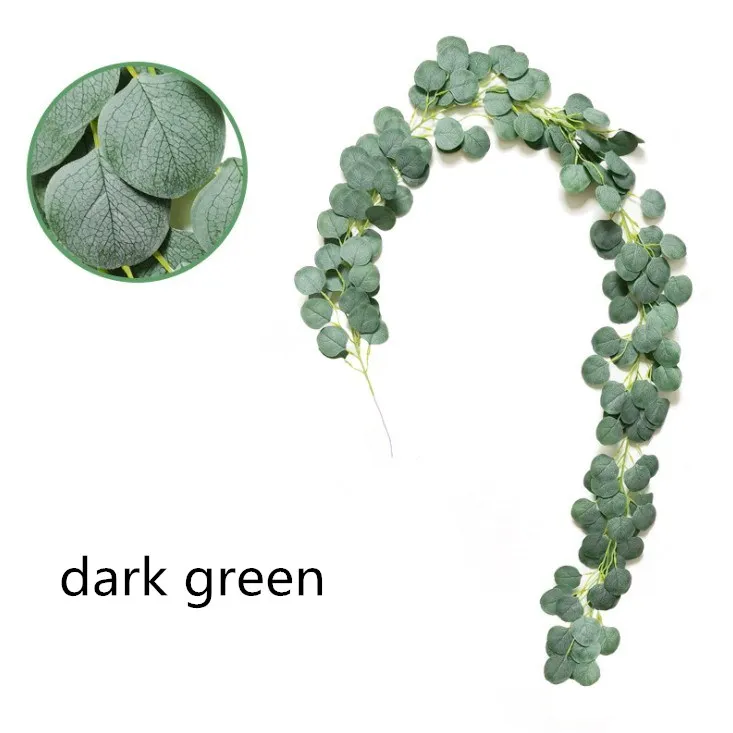 Гирлянда из зеленых листьев эвкалипта Вистерия Искусственная ЦВЕТОВ ротанг