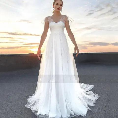 Wedding Dresses for Pregnant Women 2022 Csutomize Women Robe De Mariee Empire Maternity Bride Dress White Tulle  Wedding Gowns