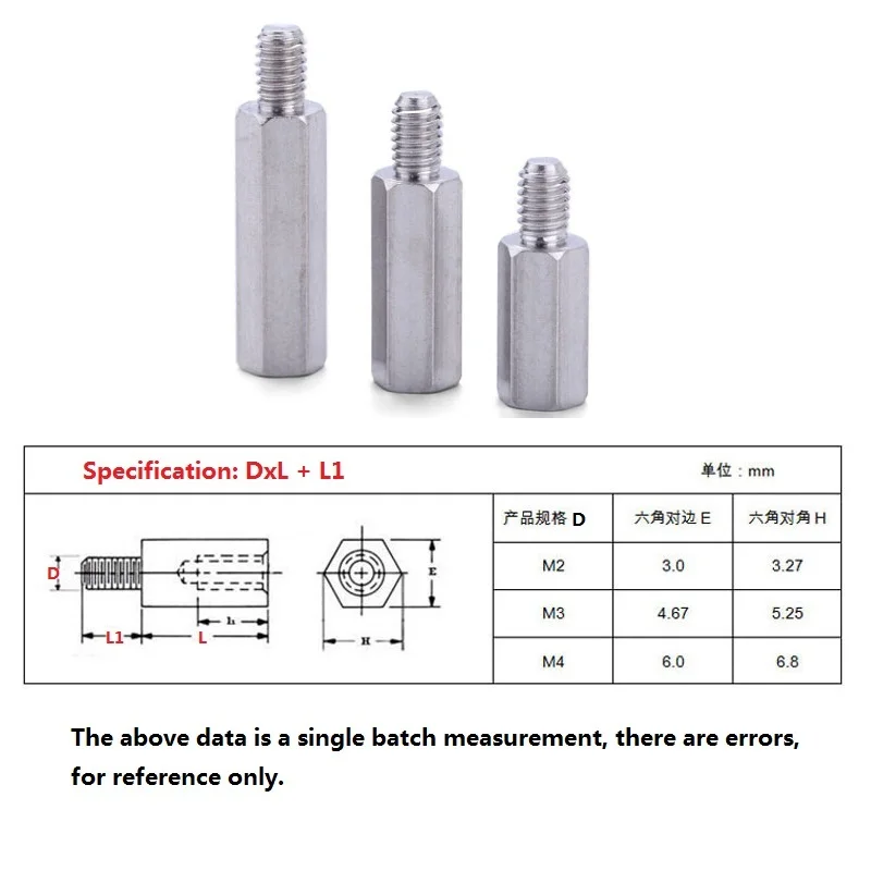 

Stainless steel single head hex connection stud Inner and outer teeth hexagonal yin-yang isolation column M3M4M5M6