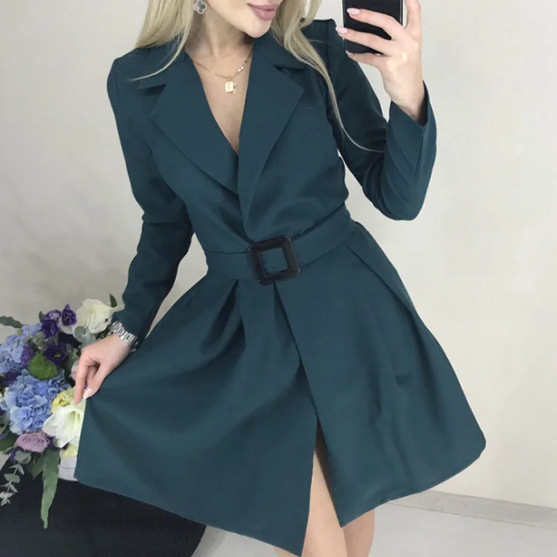 

Ladies Office Simple Patchwork Party Dress Elegant Women Long Sleeve Button Slim Dress Vintage Deep V-Neck Formal Dress Vestidos