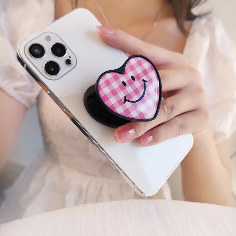 new cartoon heart smiley universal mobile phone ring holder airbag gasbag fold stand bracket mount for iphone xr samsung huawei free global shipping