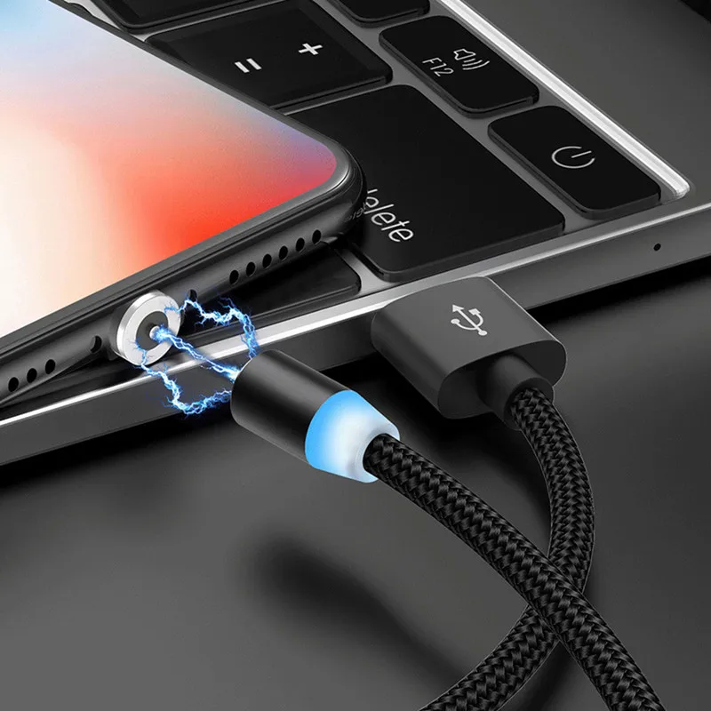 Магнитный usb кабель светодиодный быстрой зарядки Type C для Samsung Xiaomi магнитный Micro USB