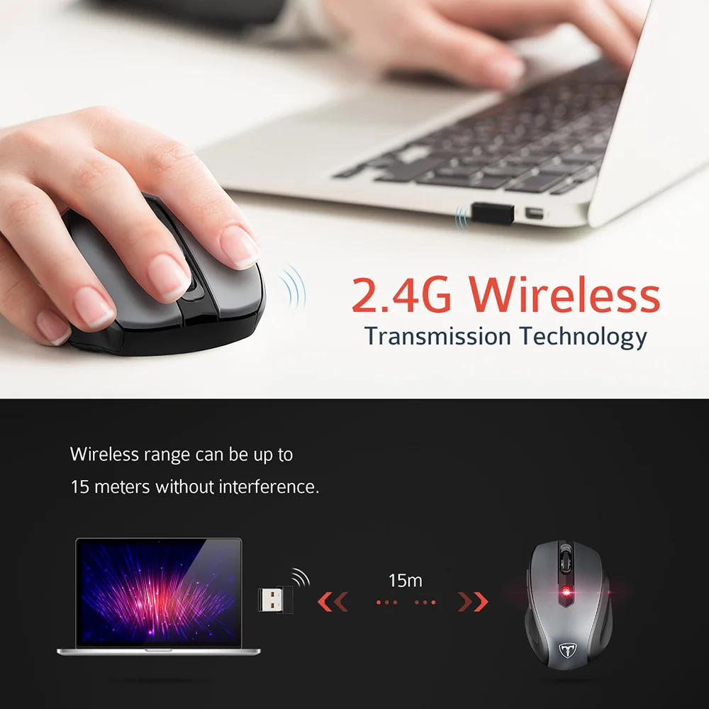 victsing mm057 wireless mouse 2 4ghz ergonomic design optical mice 6 buttons 2400 dpi energy saving for pc laptop computer mouse free global shipping