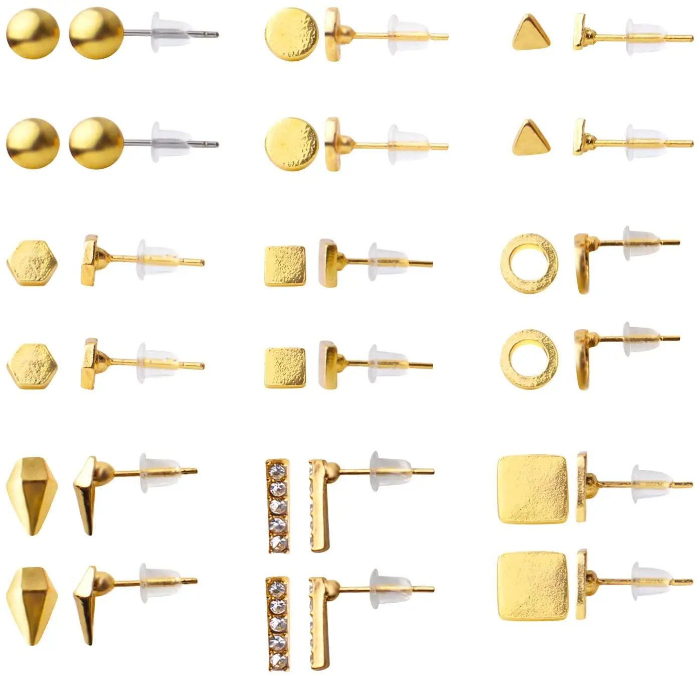 18 пар позолоченные серьги-гвоздики из нержавеющей стали | Украшения и аксессуары
