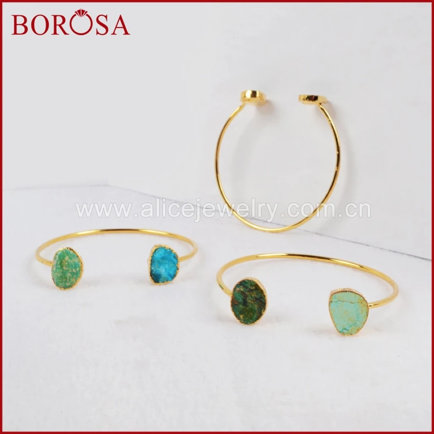 Золотистые гальванизированные бриллиантовые браслеты BOROSA 5 шт. свободная форма