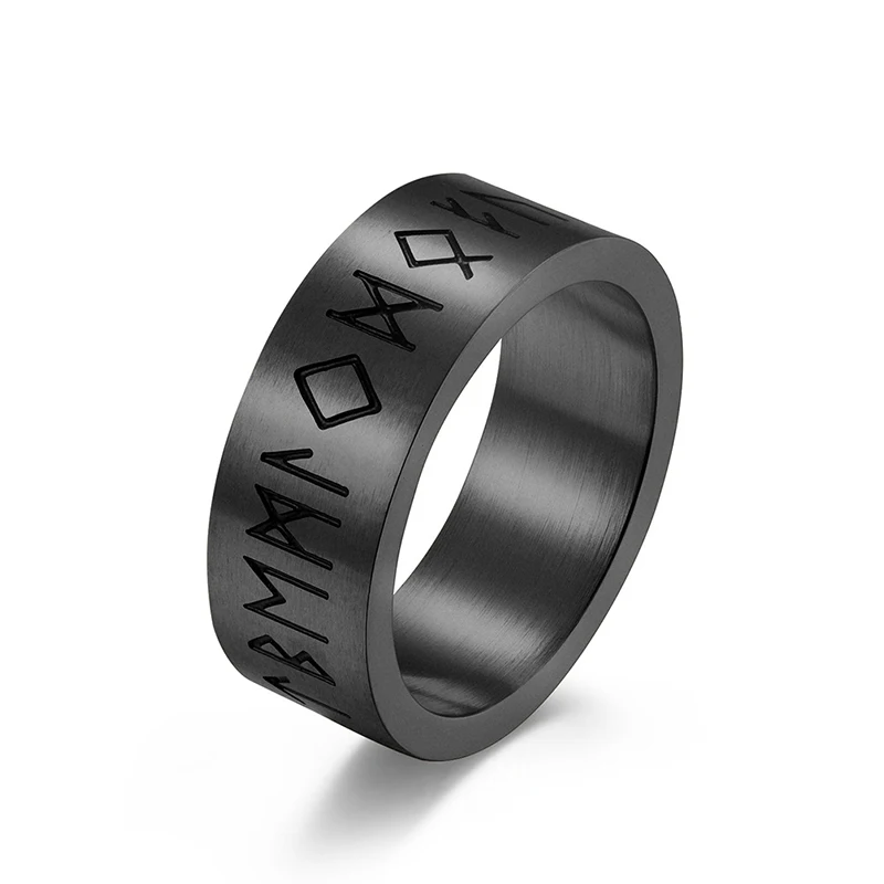 

Vintage Black Titanium Steel Rings Men Viking Rings Punk Finger Ring Party Fashion Retro Jewelry Accessories Hip Hop Vikingos