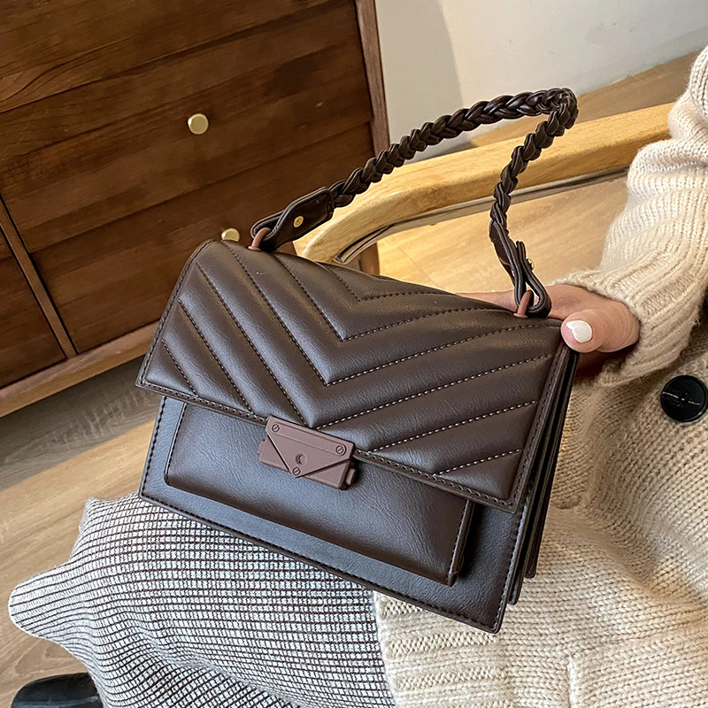 

Винтажные сумки-мессенджеры через плечо с застежкой, новинка 2021, женские роскошные дизайнерские Брендовые женские сумки-тоуты, высокое кач...