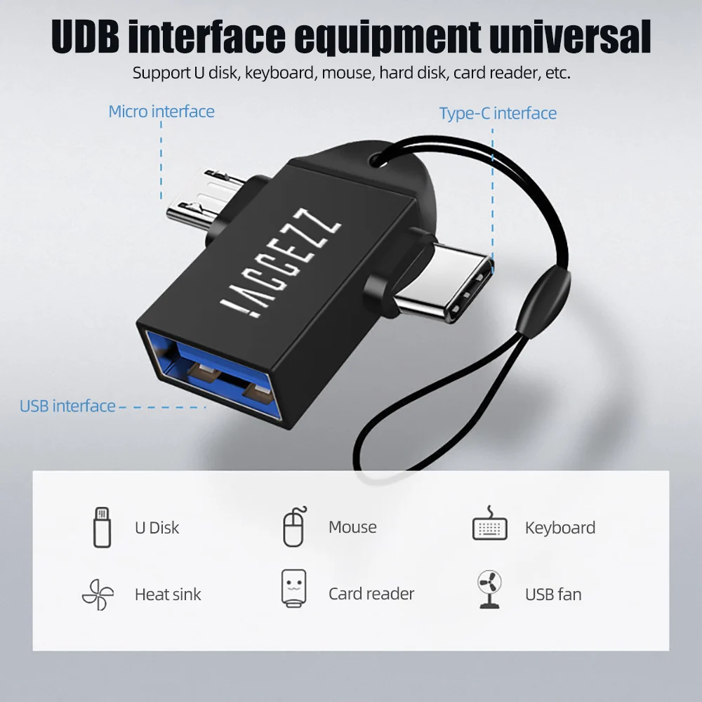 ! Адаптер ACCEZZ 2 в 1 Type C OTG переходник с Micro USB на 3 0 мама адаптер для Macbook Pro Xiaomi mi 9 Huawei