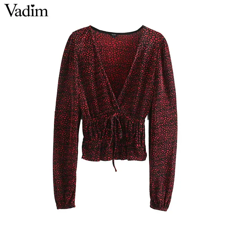 Vadim женские стильные блузки с v образным вырезом эластичная талия рубашки длинным
