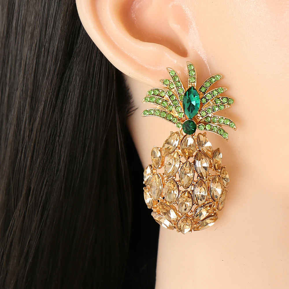 

Wholesale New Za Pineapple Hanging Earrings Women Crystal Colorful 2021 Surprise Geometric Dangle Earrings Jewelry Free Shipping
