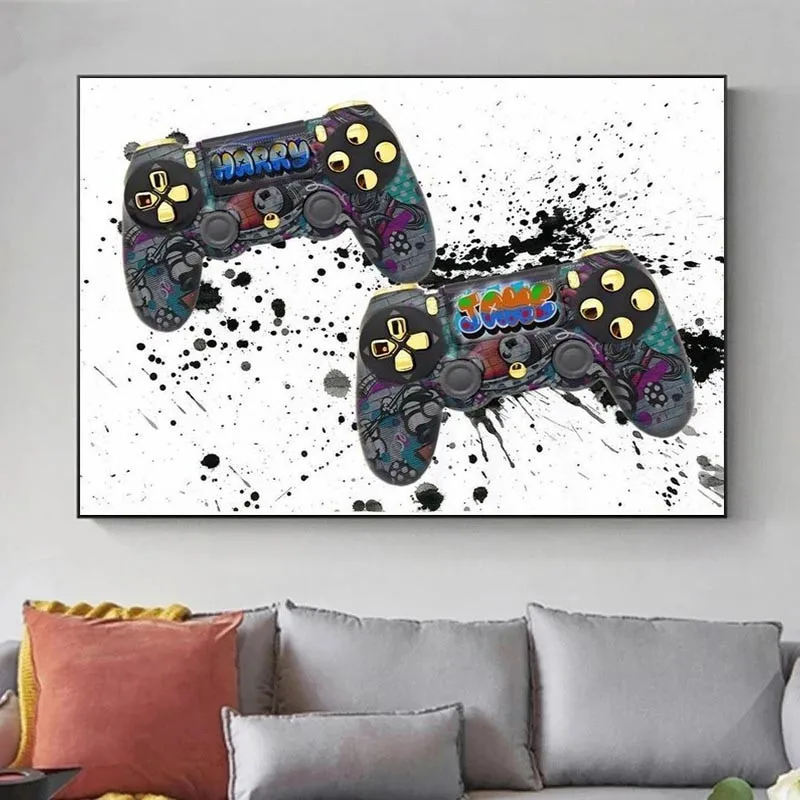 

Gaming Boys Wall Art Canvas Painting Pictures Video Game Geek Art Posters and Prints Wall Pictures Gamer Gift Gaming Room Decor