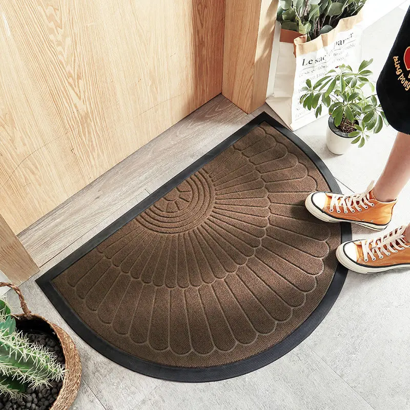 

Absorbent Door Mat Outdoor Rug Semicircle Cleaning Dirt-resistant Entrance Indoor Carpet Anti-slip 50x80cm Home Hotel Restaurant