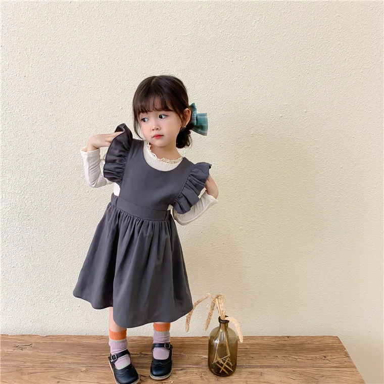 

Kids Autumn New Dress Girls Linen Cotton Clothes 2020 Baby Princess Party Sleeveless Dresses Fly Sleeve Children Clothing
