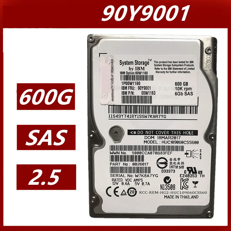 

Original New HDD For IBM DS3524 600GB 2.5" SAS 6 Gb/S 64MB 10000RPM For Internal HDD For Server HDD For 00W1160 90Y9001 00W1163
