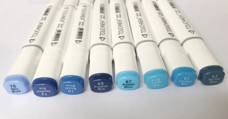 TOUCHNEW художественные маркеры 8 шт. синий цвет художник двойная головка набор